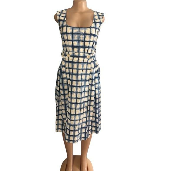 Sportmax Blue and White Checkered Sleeveless Dress - Picture 1 of 8